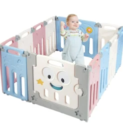 12 Paneele Laufgitter Baby Laufstall Absperrgitter Krabbelgitter