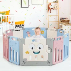 12 Paneele Laufgitter Baby Laufstall Absperrgitter Krabbelgitter
