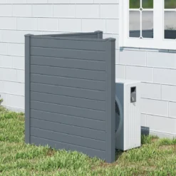2 Paneele Sichtschutzzaun 123 x 123 cm Gartenzaun PVC mit 3 verzinkte Metall-Erdspieße Grau