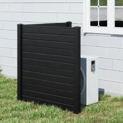 2 Paneele Sichtschutzzaun 123 x 123 cm Gartenzaun PVC mit 3 verzinkte Metall-Erdspieße Schwarz