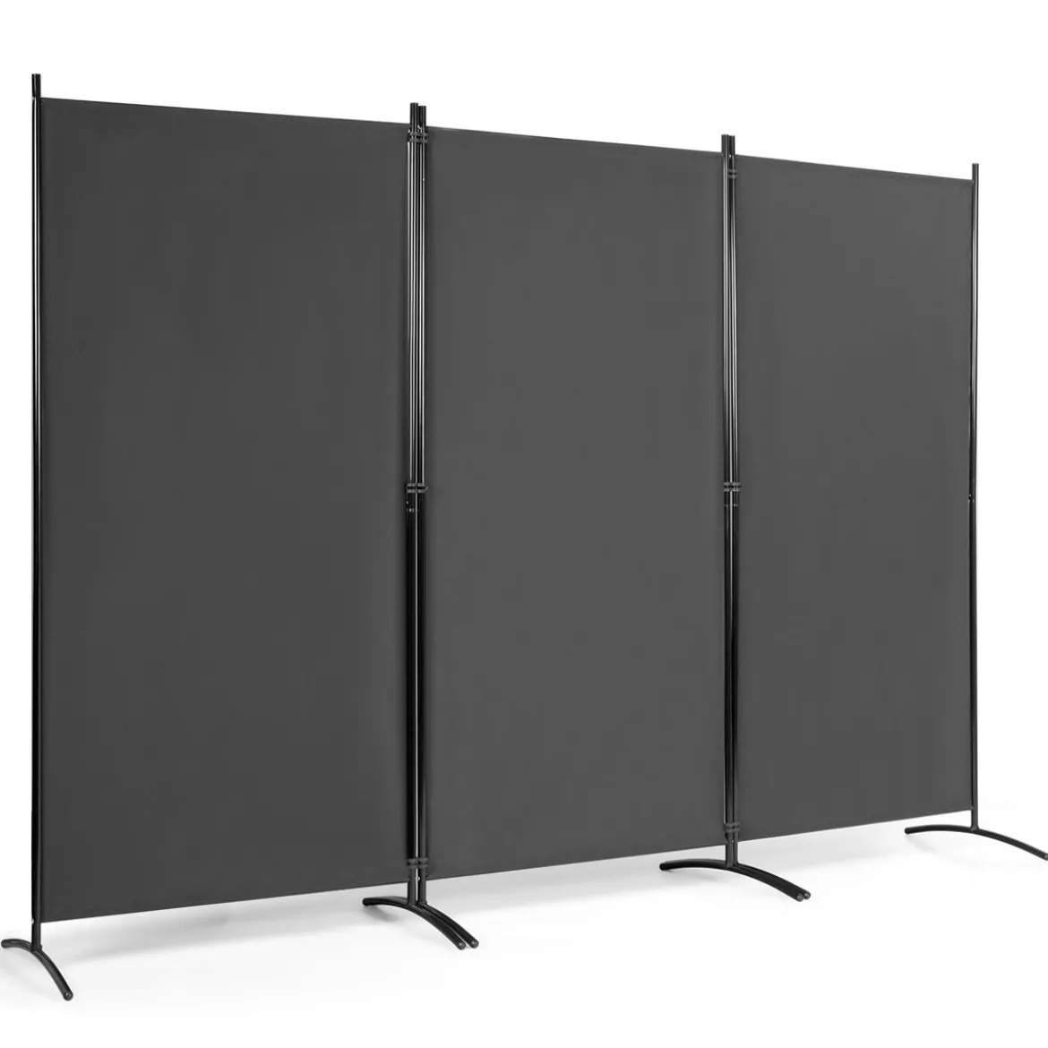 3-Panel Raumteiler Faltbarer Stoffsichtschutz 260 x 183 cm Grau