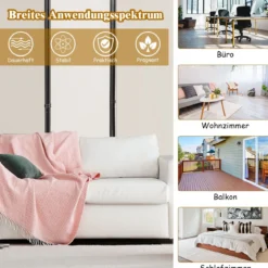 4-Panel Raumteiler Raumteiler mit verstellbaren Untersetzern 220 x 170 cm Beige