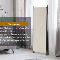 4-Panel Raumteiler Raumteiler mit verstellbaren Untersetzern 220 x 170 cm Beige
