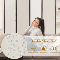 4-Panel Raumteiler Raumteiler mit verstellbaren Untersetzern 220 x 170 cm Beige