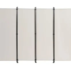 4-Panel Raumteiler Raumteiler mit verstellbaren Untersetzern 220 x 170 cm Beige