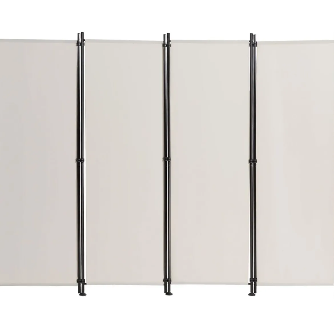 4-Panel Raumteiler Raumteiler mit verstellbaren Untersetzern 220 x 170 cm Beige