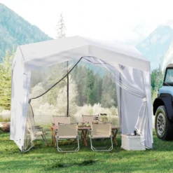 Pavillon 3x3 m Faltpavillon mit Rolltasche 8 Heringe & 4 Windseile Gartenpavillon Wasserdicht Stabil Winterfest (mit Moskitonetz)