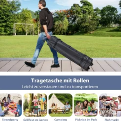 Pavillon 3x3 m Faltpavillon mit Rolltasche 8 Heringe & 4 Windseile Gartenpavillon Wasserdicht Stabil Winterfest (mit Moskitonetz)