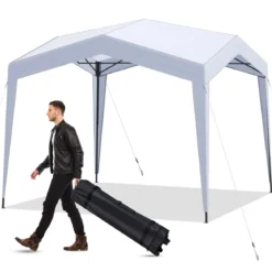 Pavillon 3x3 m Faltpavillon mit Rolltasche 8 Heringe & 4 Windseile Gartenpavillon Wasserdicht Stabil Winterfest (ohne Moskitonetz)