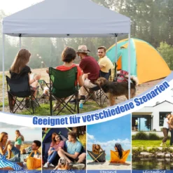 Pavillon 2 x 2m Pop-up Faltpavillon wasserdicht stabil winterfest UV-Schutz 50+ Gartenpavillon Weiß