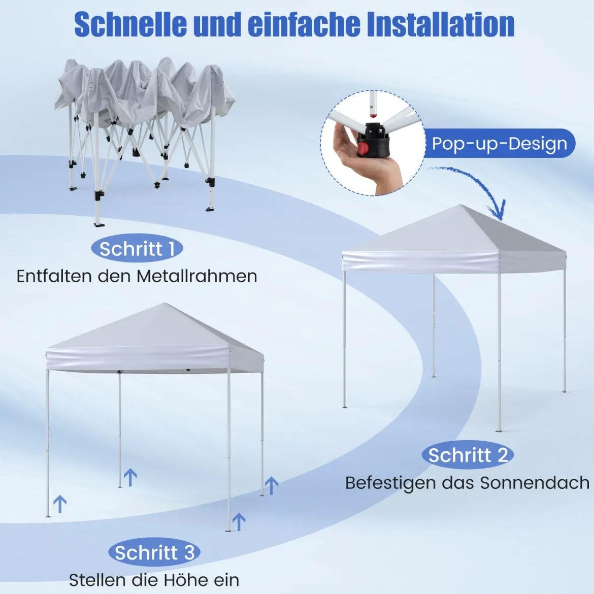 Pavillon 2 x 2m Pop-up Faltpavillon wasserdicht stabil winterfest UV-Schutz 50+ Gartenpavillon Weiß