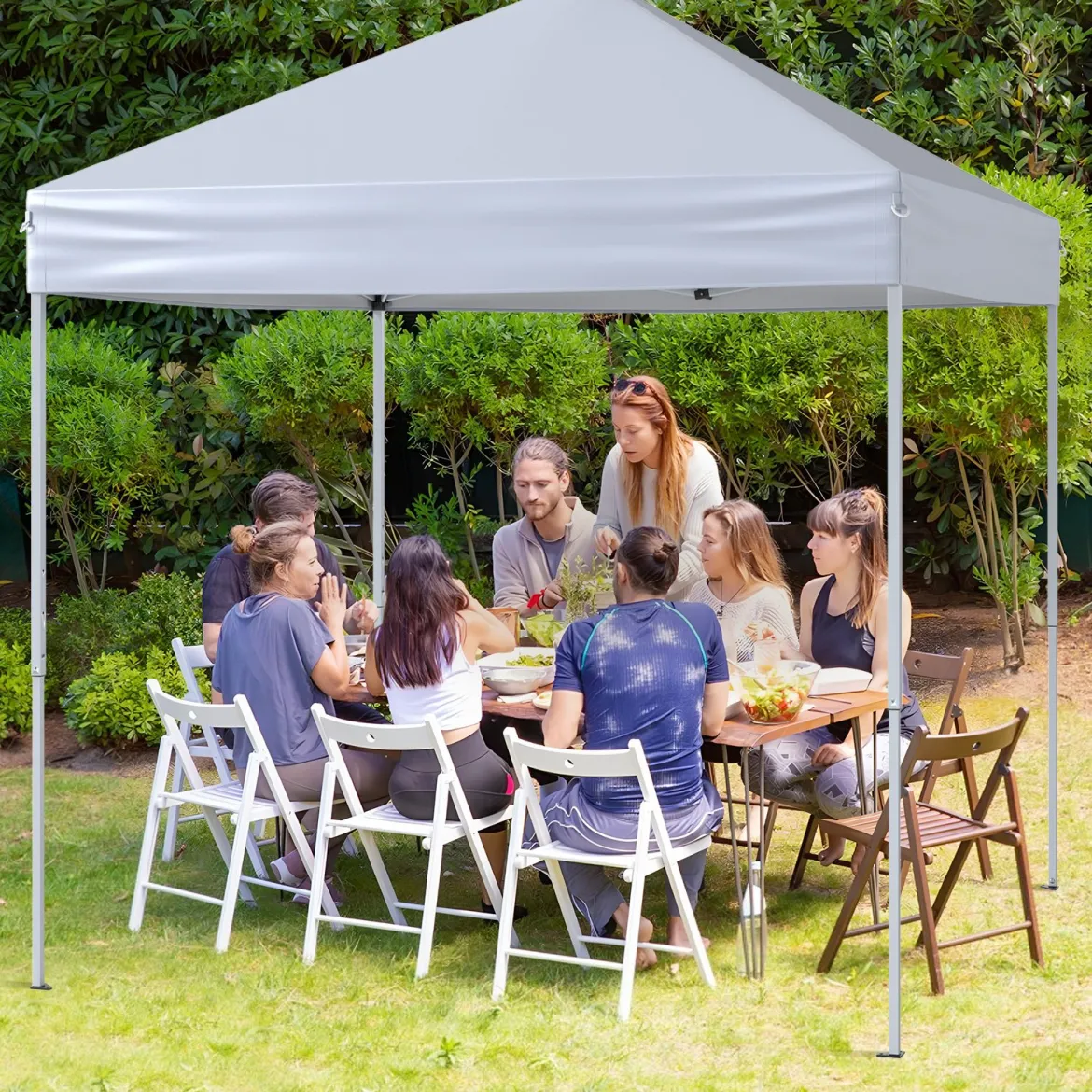 Pavillon 2 x 2m Pop-up Faltpavillon wasserdicht stabil winterfest UV-Schutz 50+ Gartenpavillon Weiß