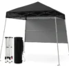 Pavillon 2x2 m Pop up Faltpavillon Höhenverstellbar mit Seitenwand & Bodenhaken Wasserdicht & Sonnenschutz Partyzelt Schwarz