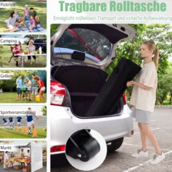 Pavillon 3x3 m Pop Up Gartenpavillon mit 3 Seitenwänden & 3-Stufiger Höhenverstellung