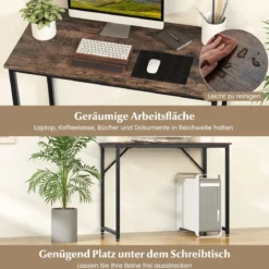 PC-Tisch mit Verstellbaren Fußpolstern Kompakter Computertisch Schreibtisch 100 x 50 x 77 cm Braun