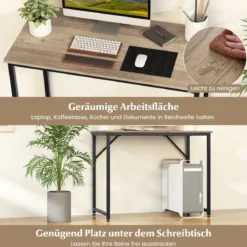 PC-Tisch mit Verstellbaren Fußpolstern Kompakter Computertisch Schreibtisch 100 x 50 x 77 cm Natur