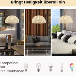 Pendelleuchte aus Papier Deckenleuchte Hängelampe Ø44 x 25 cm Beige