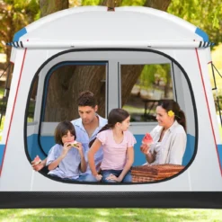 5 Personen Campingzelt mit Großer Netztür & Netzfenstern & Tragetasche Wasserdichtes Reisezelt
