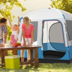 5 Personen Campingzelt mit Großer Netztür & Netzfenstern & Tragetasche Wasserdichtes Reisezelt