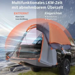 2 Personen LKW-Zelt mit Tragetasche für Camping LKW-Bett-Zelt 265 x 178 x 100 cm Campingzelt