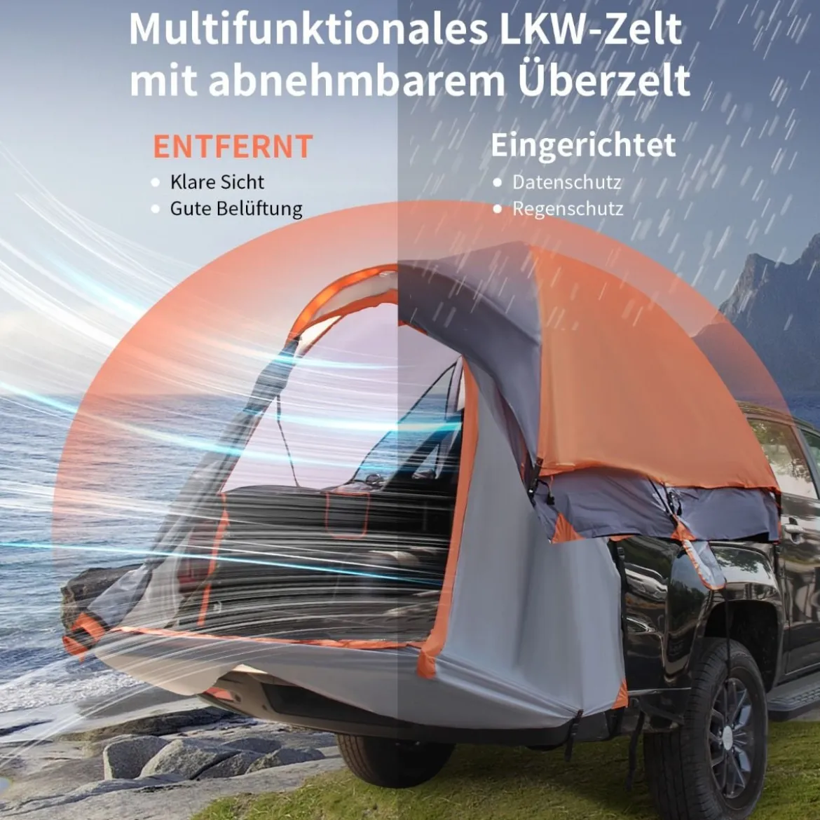 2 Personen LKW-Zelt mit Tragetasche für Camping LKW-Bett-Zelt 265 x 178 x 100 cm Campingzelt