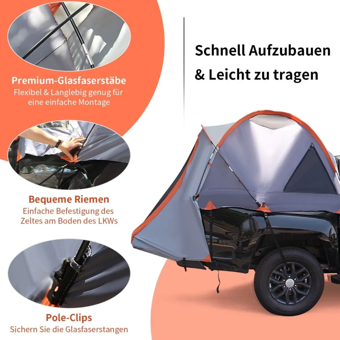 2 Personen LKW-Zelt mit Tragetasche für Camping LKW-Bett-Zelt 265 x 178 x 100 cm Campingzelt