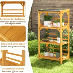 Pflanzenständer 3 Etagen Pflanzenregal Holz 70 x 49 x 137 cm Natur