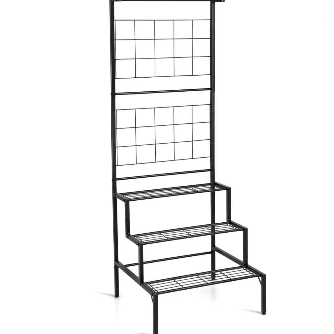Pflanzenständer 3-Stöckiger Hängender Pflanzenständer Blumenregal 60 x 57 x 157 cm Schwarz