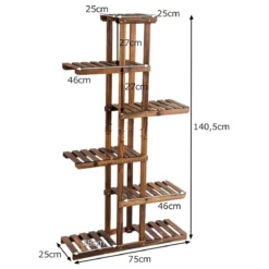 Pflanzentreppe Garten Blumenregal Blumenständer Holz 75x25x140cm