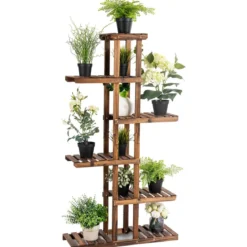 Pflanzentreppe Garten Blumenregal Blumenständer Holz 75x25x140cm