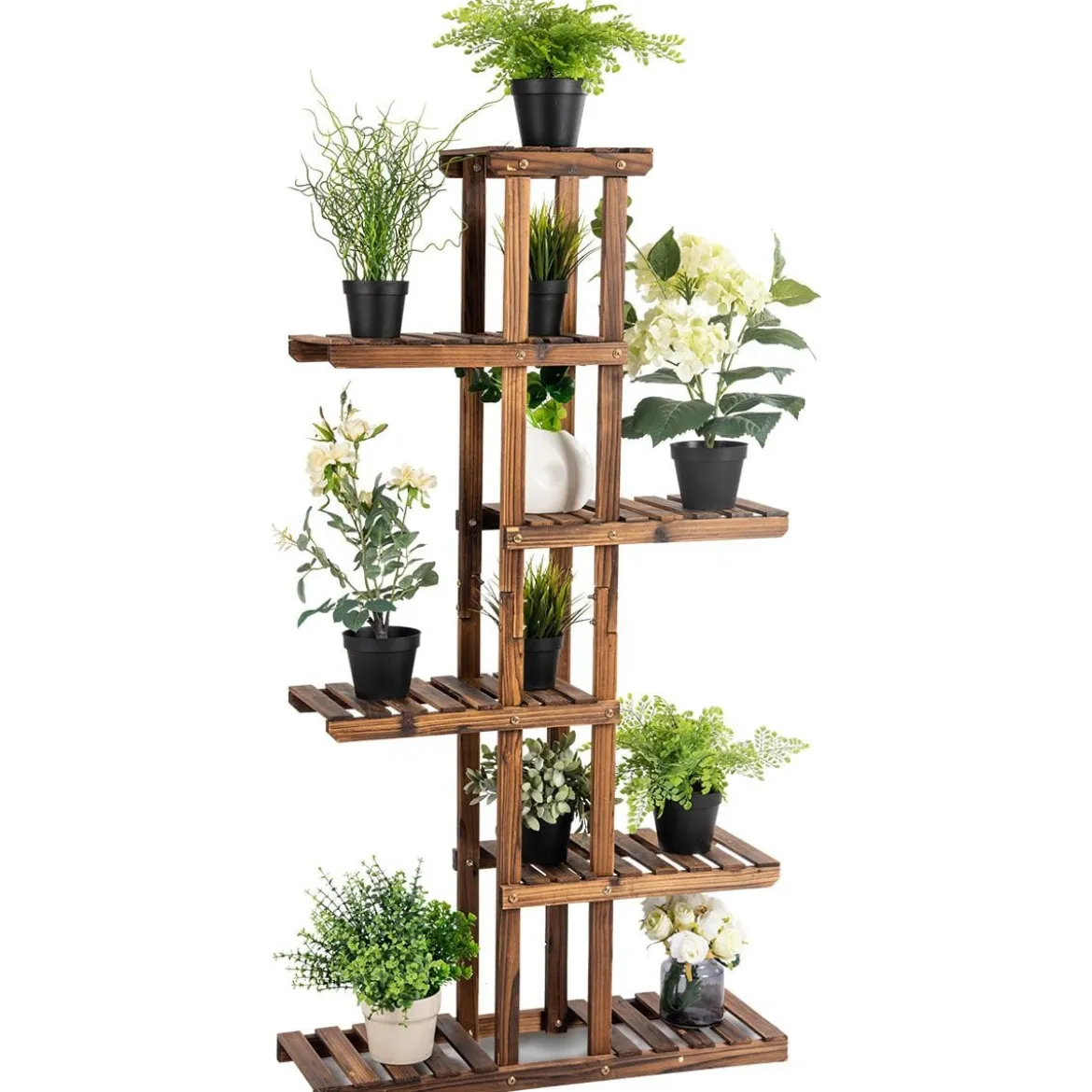 Pflanzentreppe Garten Blumenregal Blumenständer Holz 75x25x140cm