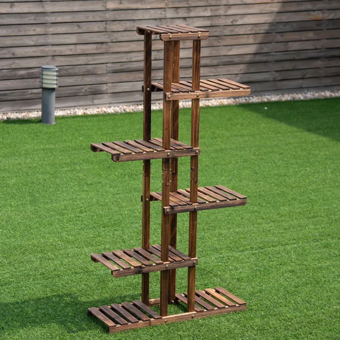 Pflanzentreppe Garten Blumenregal Blumenständer Holz 75x25x140cm
