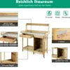 Pflanztisch aus Tannenholz Garten-Pflanzbank mit Schrank offenem Regal und 3 hochwertigen Haken Natur