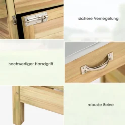 Pflanztisch aus Tannenholz Garten-Pflanzbank mit Schrank offenem Regal und 3 hochwertigen Haken Natur