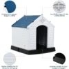 Plastik Hundehütte Haustierbedarf Hundehaus für Garten 87,7 x 78,5 x 81,5 cm Weiß + Blau