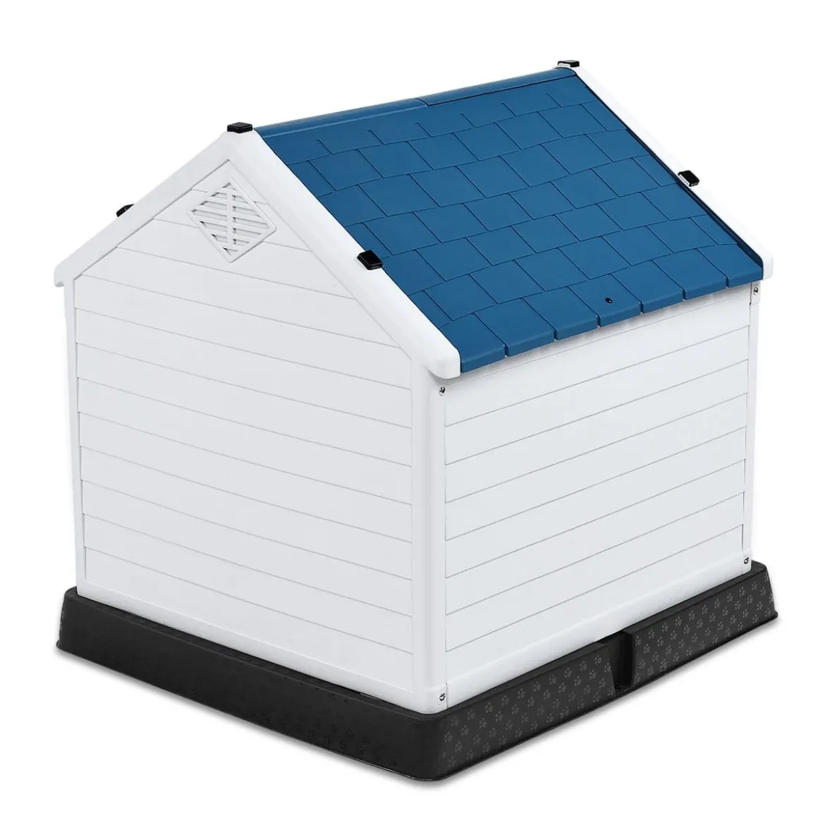 Plastik Hundehütte Haustierbedarf Hundehaus für Garten 87,7 x 78,5 x 81,5 cm Weiß + Blau