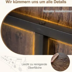 Plattenspielerständer mit Breite Tischplatte & 4 Trennwänden Vinyl Schallplattentisch Braun