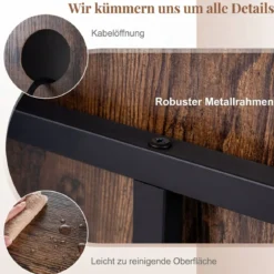 Plattenspielerständer mit Integrierter Ladestation & 4 Trennwänden Vinyl Schallplattentisch Braun