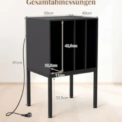 Plattenspieler-Ständer mit integrierter Ladestation & 4 Trennwänden & Kabelöffnung Schallplattenständer