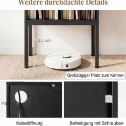 Plattenspieler-Ständer mit integrierter Ladestation & 4 Trennwänden & Kabelöffnung Schallplattenständer
