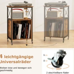 Plattenspieler Ständer mit Integrierter Ladestation Schallplattenständer Mittelalter Beistelltisch