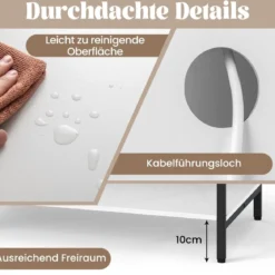 Plattenspielerständer mit Ladestation & Vinyl-Aufbewahrung Beistellschrank Vinyl-Display Regal Weiß