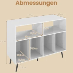 Plattenspielerständer mit Ladestation Plattenspielerständer mit Vinyl-Aufbewahrungsregalen Weiß