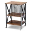 Plattenständer mit 3 Ablagen 3-Stöckiger Plattenregal Rollbar 52 x 45 x 75 cm Braun
