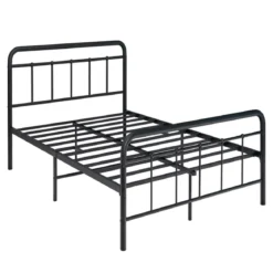 Plattformbett aus Metall Hochbelastbares Bettgestell mit Stahllatten 208 x 144 x 101 cm Schwarz