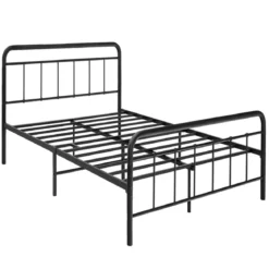 Plattformbett aus Metall Moderner Bettrahmen mit Kopf- und Fußteil 208 x 164 x 102 cm Schwarz