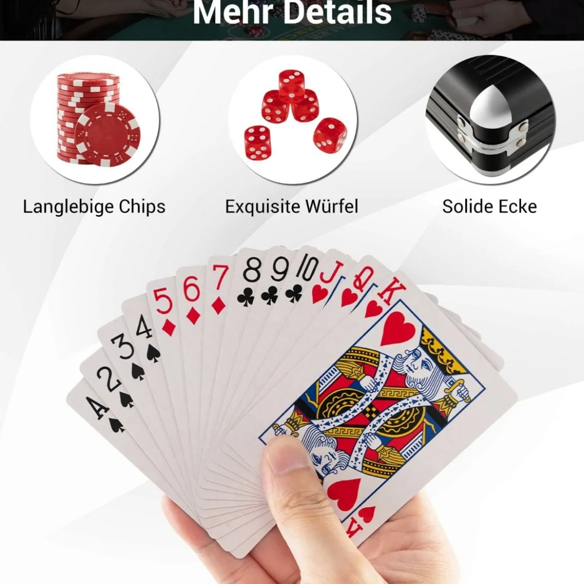 Pokerset mit 500 Laser-Chips Pokerkoffer Alu Pokerchips