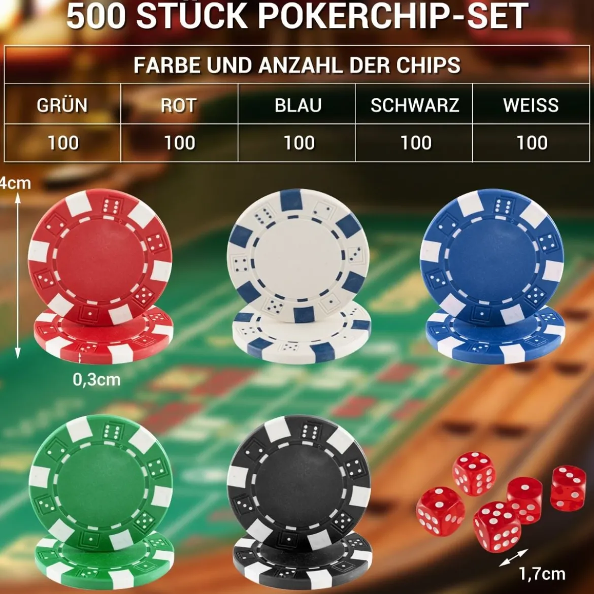 Pokerset mit 500 Laser-Chips Pokerkoffer Alu Pokerchips