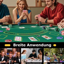 Pokerset mit 400 Laser-Chips & 2 Spielkarten & 5 Würfel & Dealer Button Aluminium Pokerkoffer