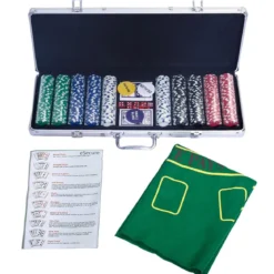 Pokerset Pokerkoffer 500 Laser-Chips Alukoffer Alu Pokerkoffer + Tuch + 2 Pokerdecks